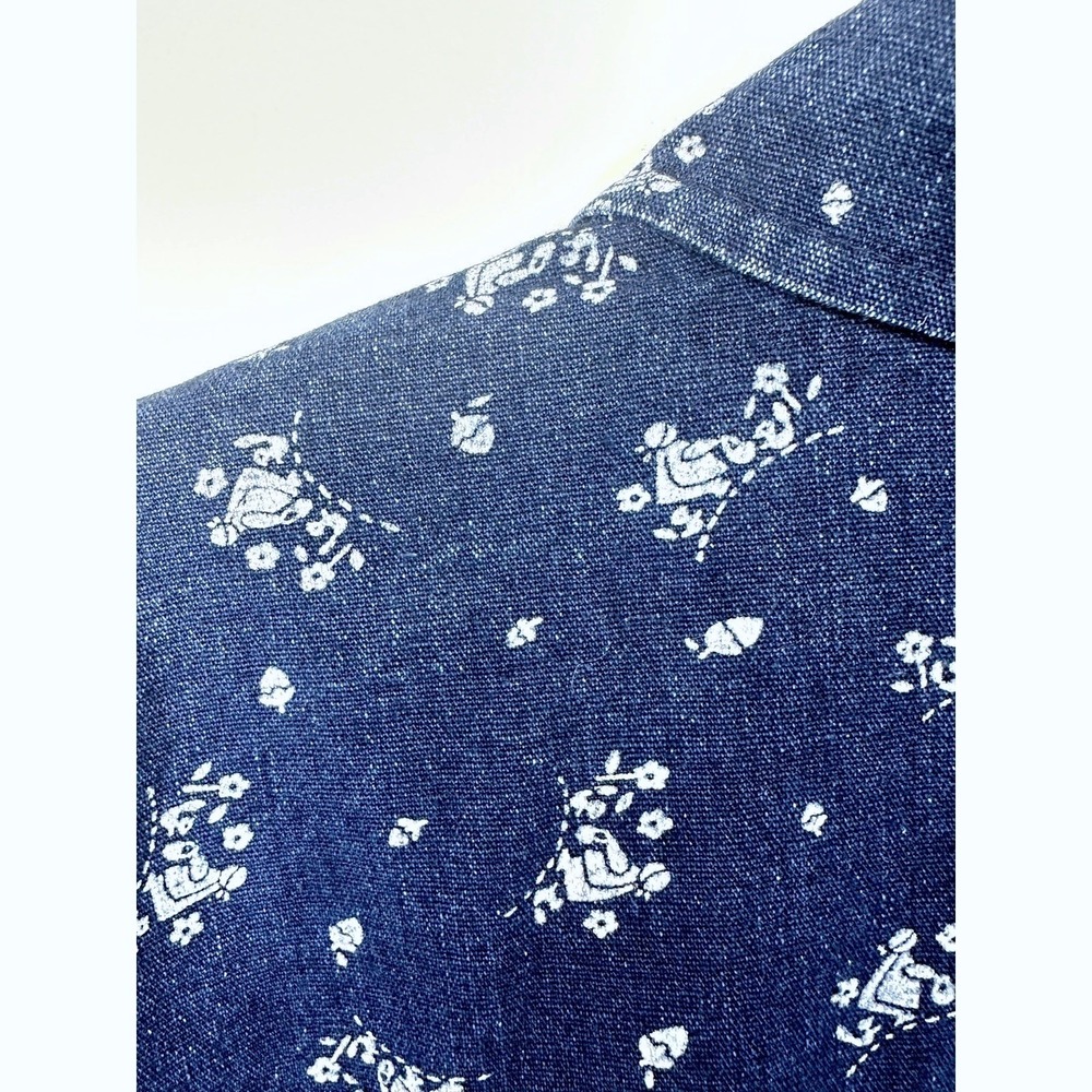 Vintage 90s Denim Zip Up Jacket Novelty Print Women's L Cottagecore Grandma Chic - Picture 3 of 8